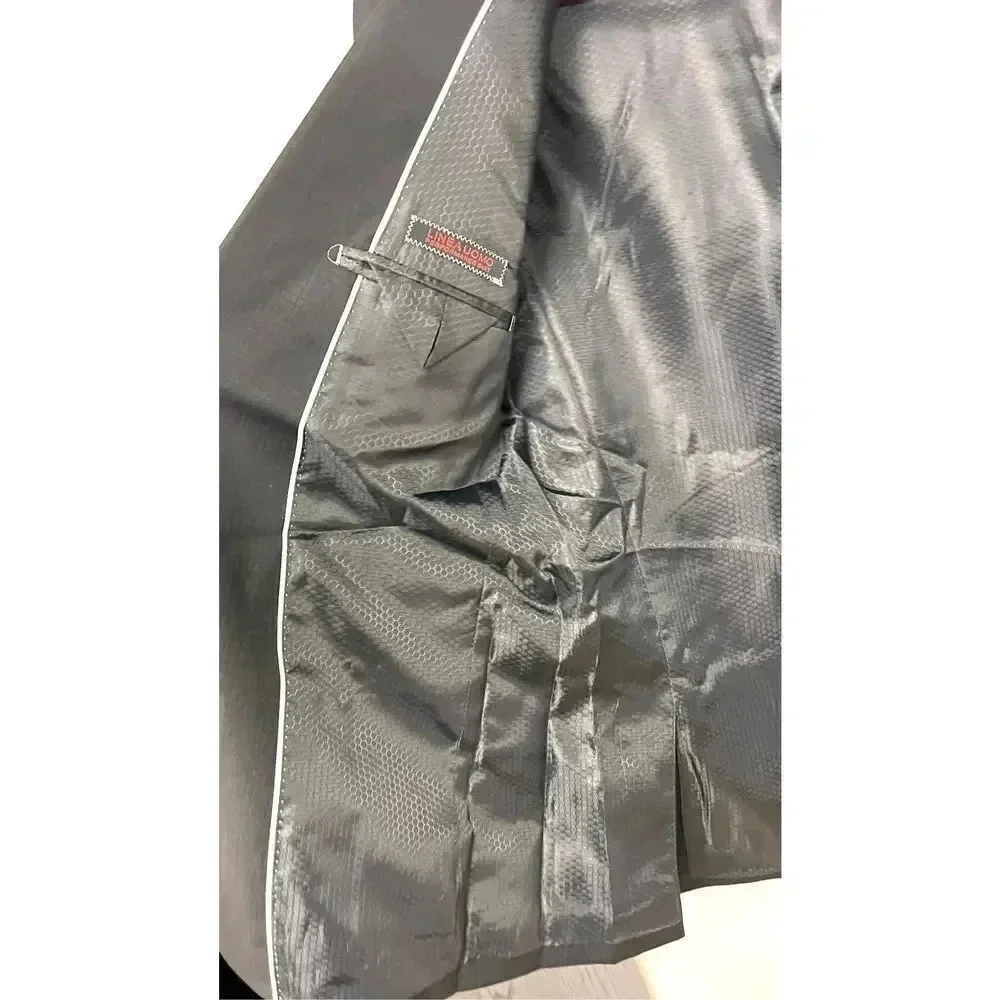 Linea Uomo Mens Black Square  Pattern 2-Button Front Blazer Sports Coat Size 36R